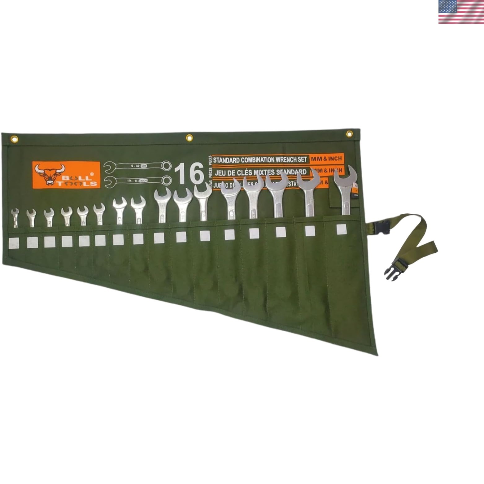 Handcrafted Heavy-Duty 16 Pocket Tool Roll Organizer – Olive Drab Canvas