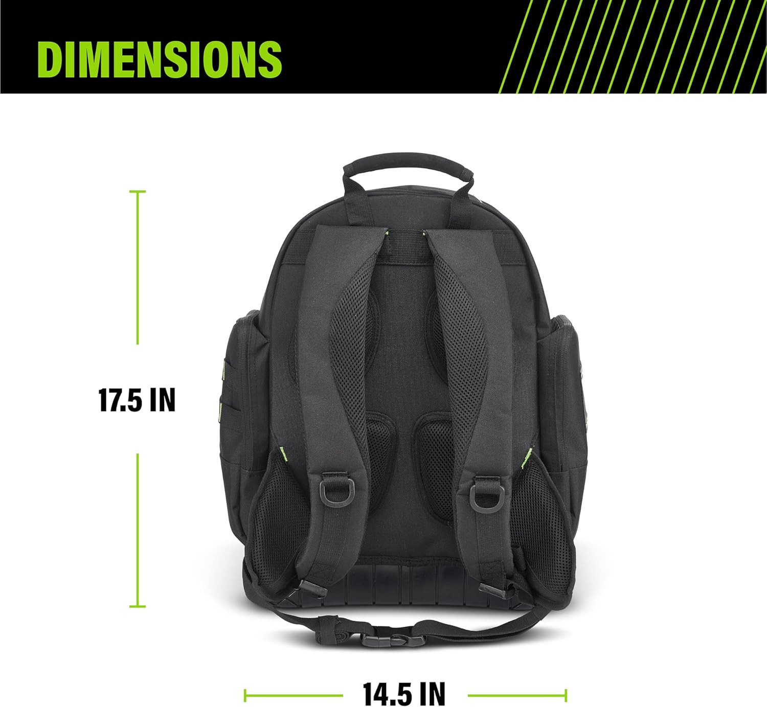 Extreme Tool Backpack, Rugged Polyester Jobsite Backpack with Waterproof Molded