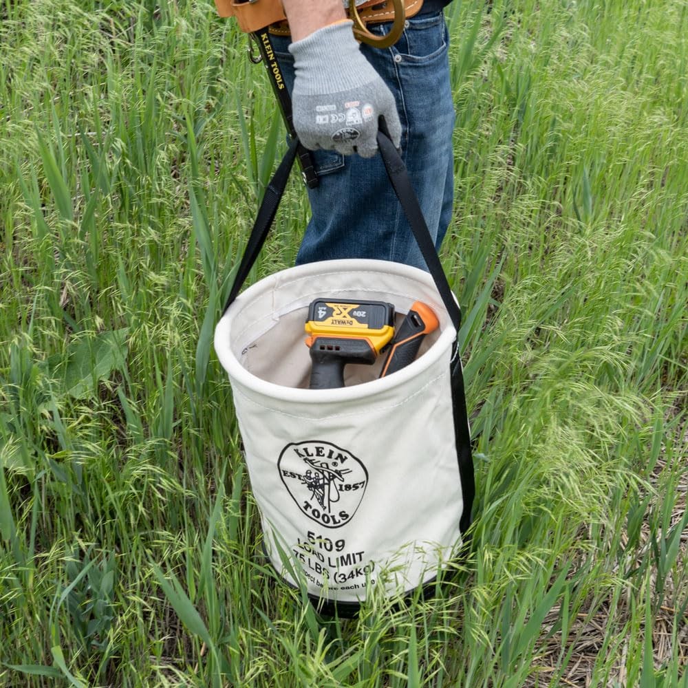 Klein Tools 5109 Canvas Bucket, Wide-Opening Straight-Wall Tool Bucket is Made