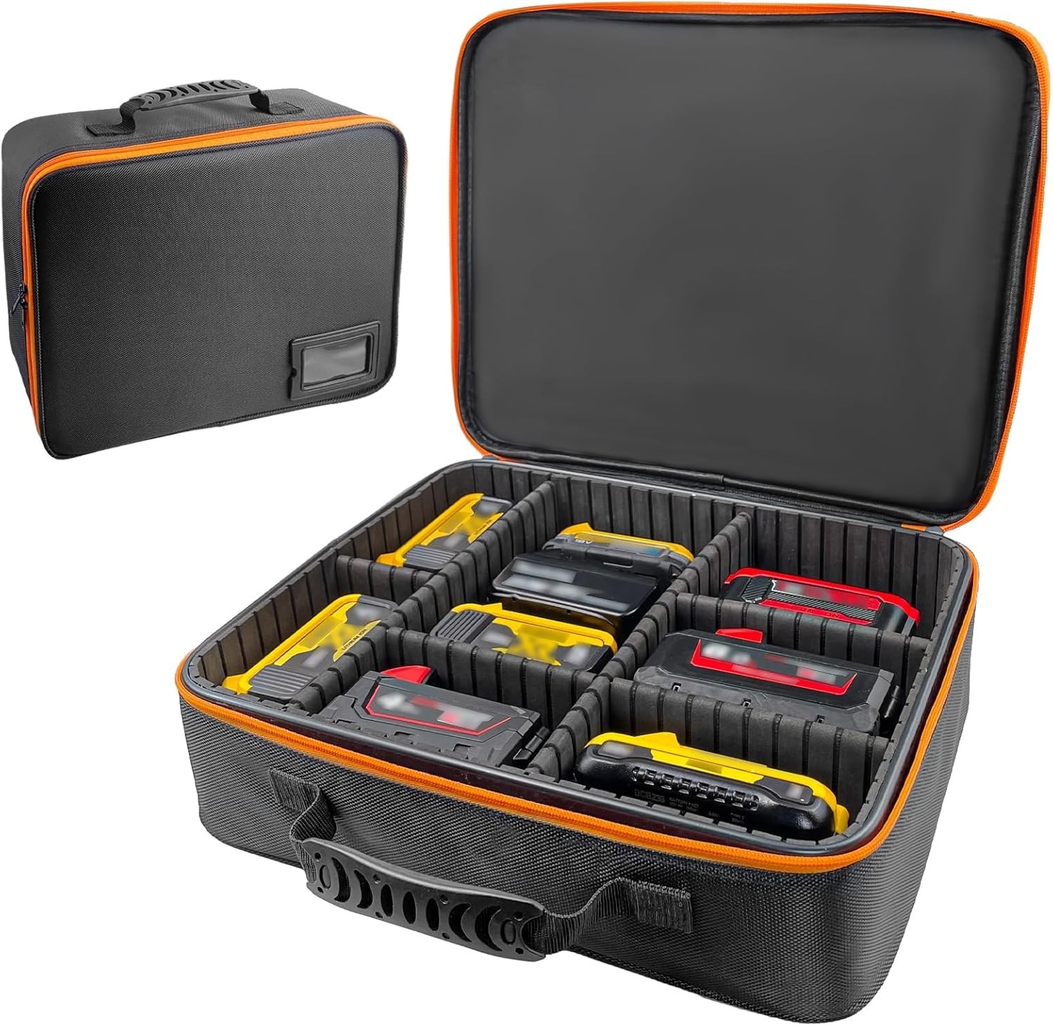 Extra Large Waterproof Tool Battery Carrying Case – 8 Adjustable Dividers