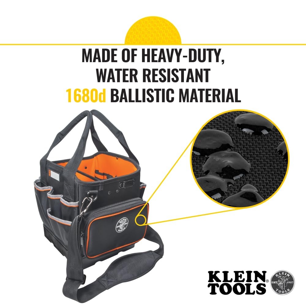 Klein Tools 5541610-14 Tool Bag with Shoulder 10-Inch Tote, Black/Orange