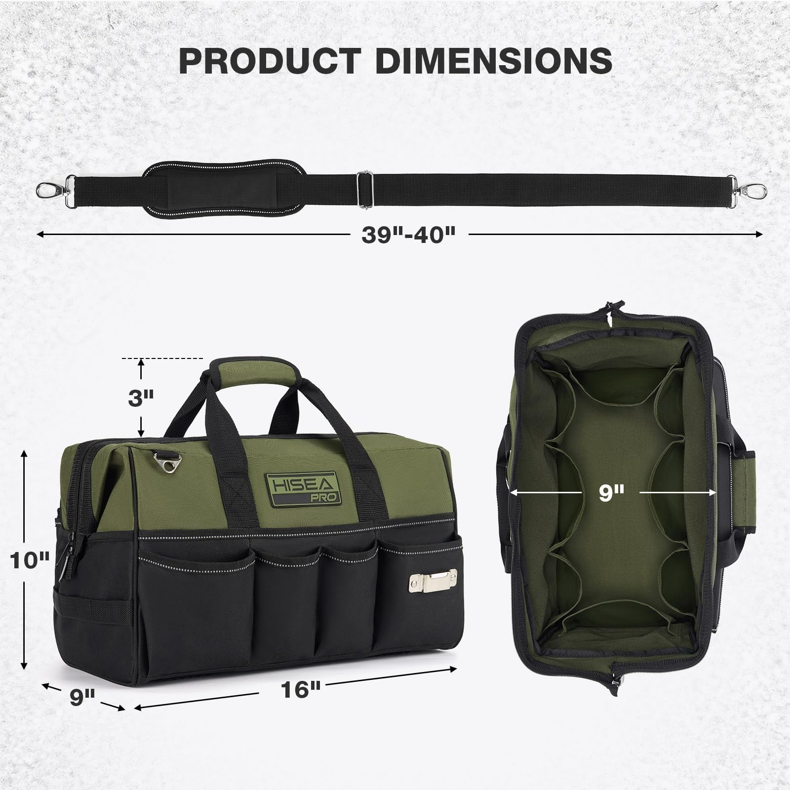Heavy Duty Tool Bag 20 Pockets, 16″ Waterproof Organizer, Portable Storage for T