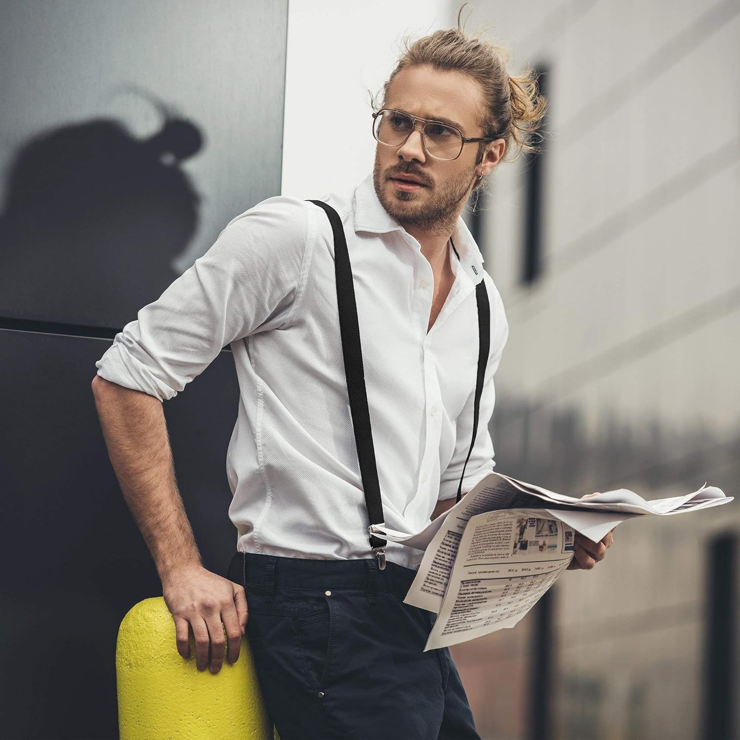 trilece Suspenders for Men – Adjustable Y Back Costume Tuxedo Dress Black