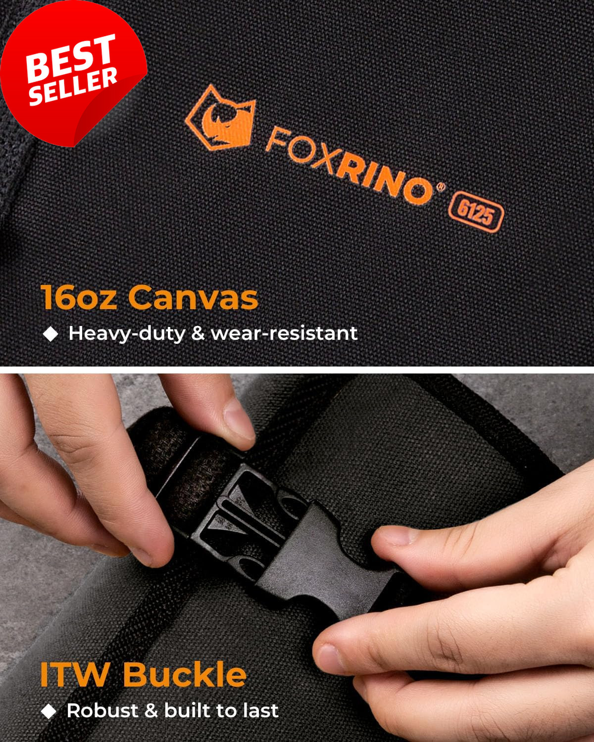Wrench Roll Up Pouch 19+1 Metric Heavy Duty Canvas Tool Organizer Black Gift