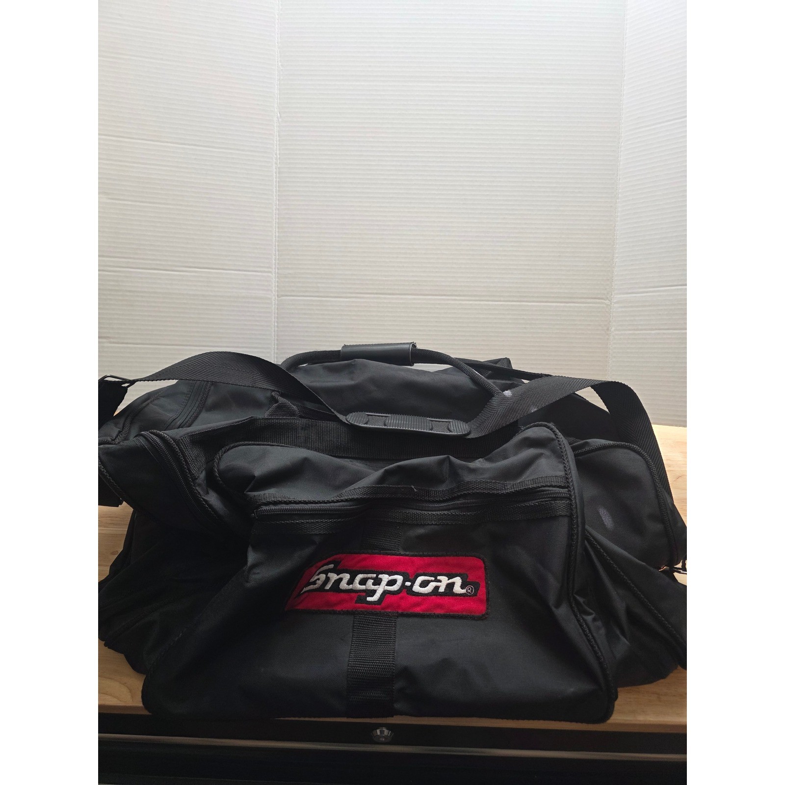 Snap-on Tools Black Nylon Duffel Style Tool Bag with Shoulder Strap and Pockets