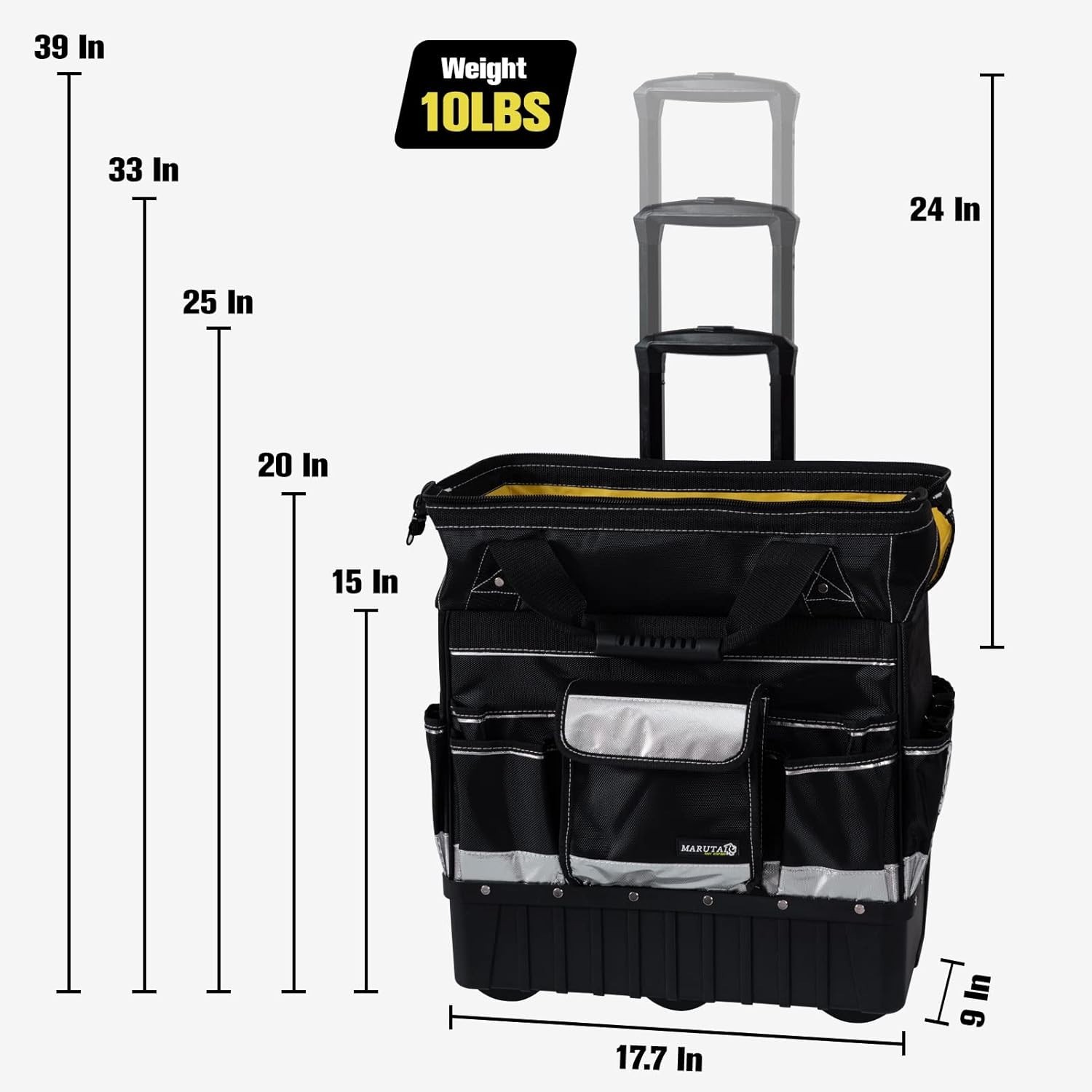 18” Rolling Tool Bag, Waterproof Tool Bag with Wheels, Portable Storage Organiz