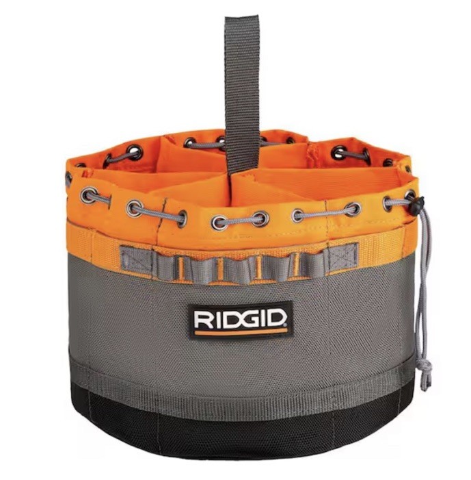 RIDGID 10 In. 19 Pocket Professional Grade Small Parts Organizer Tool Bag