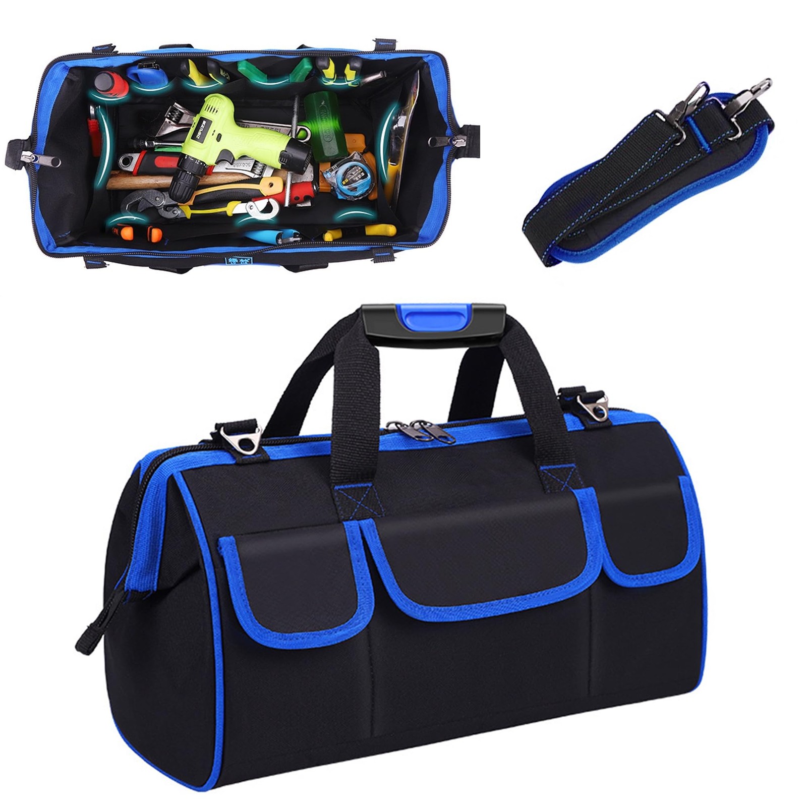 17 Inch Heavy Duty Tool Bag 16 Pockets Black