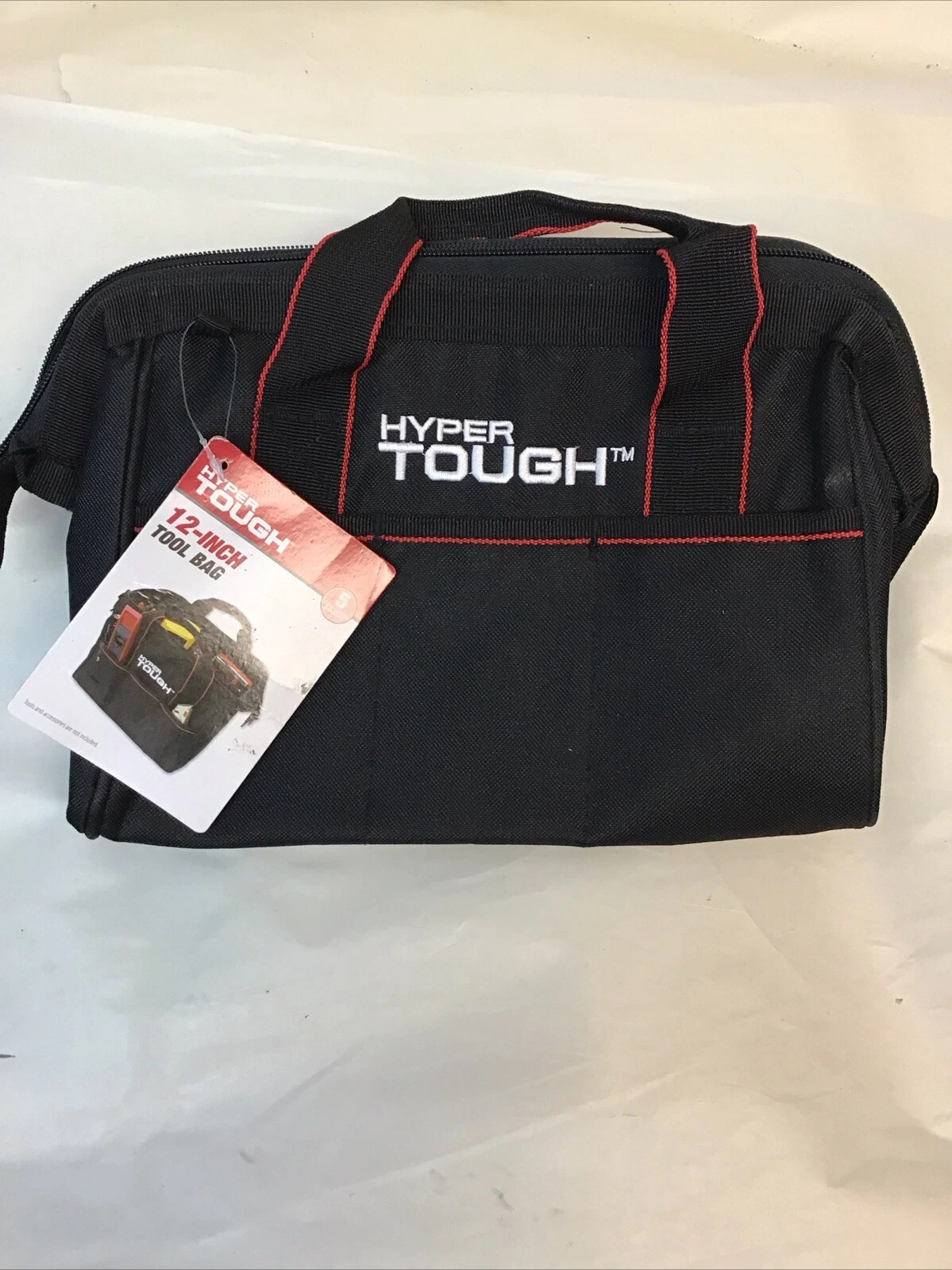 Hyper Tough 12-Inch Polyester Tool Bag, with Full-Length Zipper and Double Strap