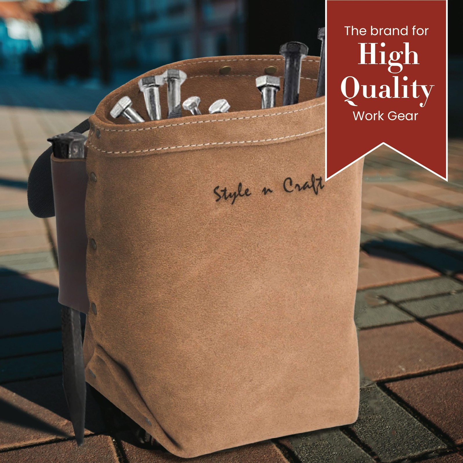 Style N Craft Iron Workers Bolt Bag Double Bull Pin Leather Loops Heavy-Duty