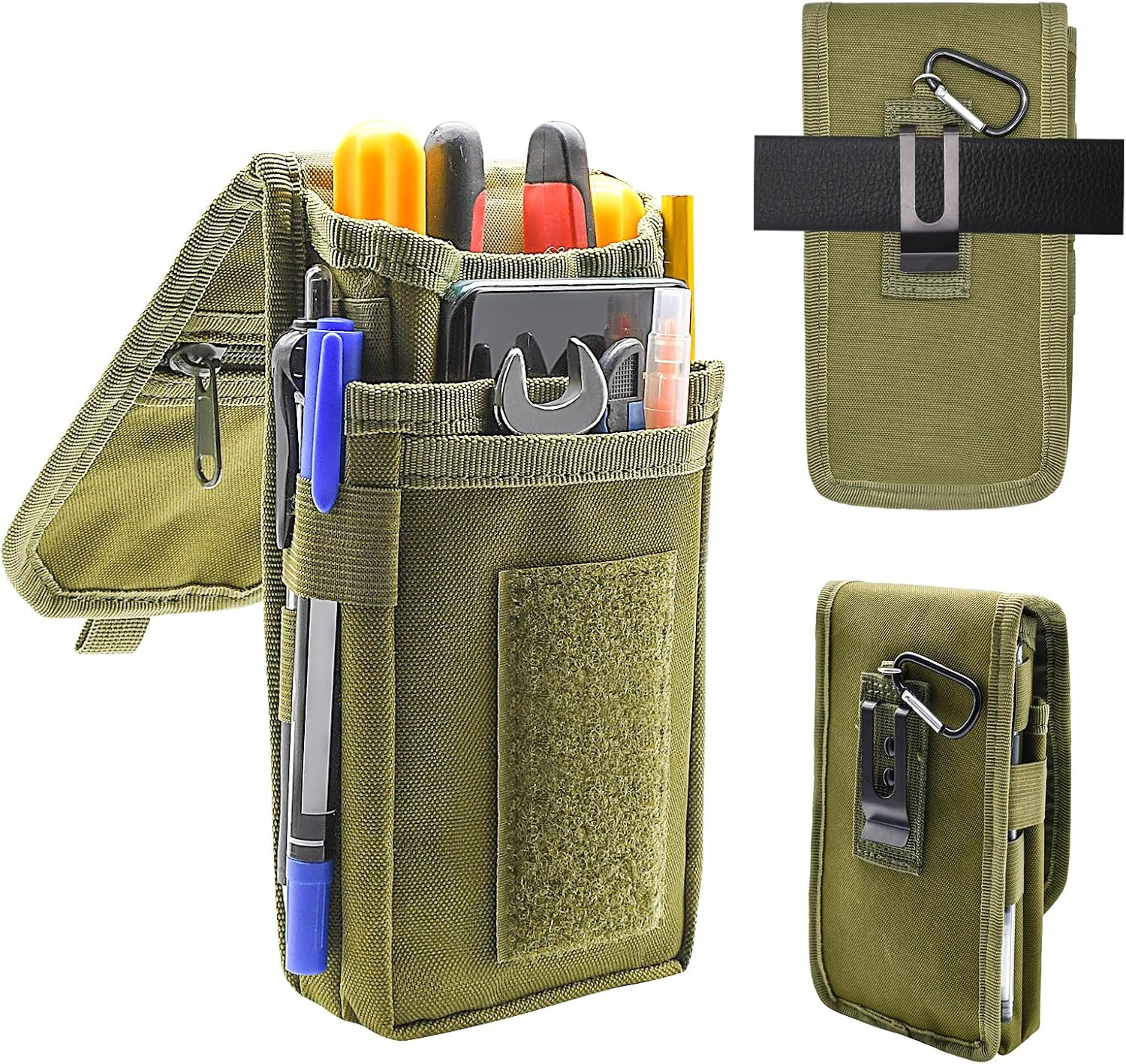Belt Tool Pouch, Tactical Utility Organizer with Cell Phone Holder, Durable Heav