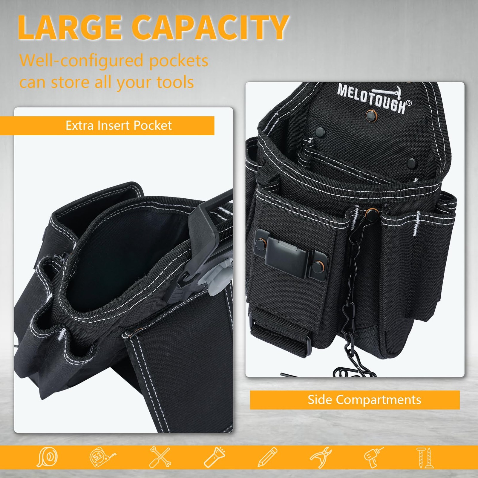 MELOTOUGH Professional Small Electrician Tool Pouch for Tool Belt Pockets wit…