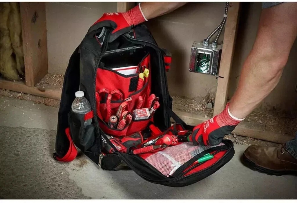 Milwaukee 48-22-8202 22-Pocket Low-Profile Backpack w/ Padded electronics sleeve