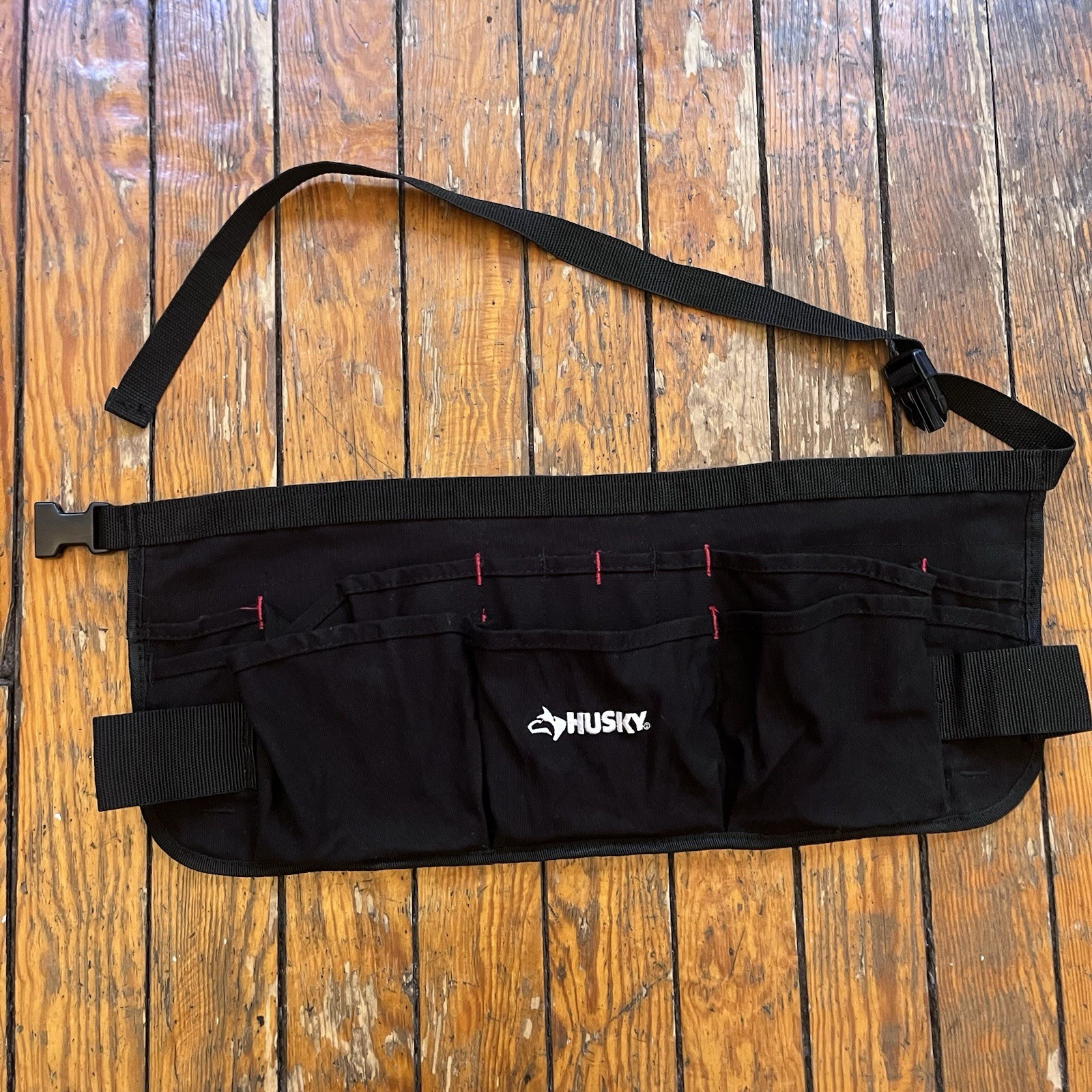 Husky Tool Belt Black Canvas Waist Apron Adjustable Pockets Work