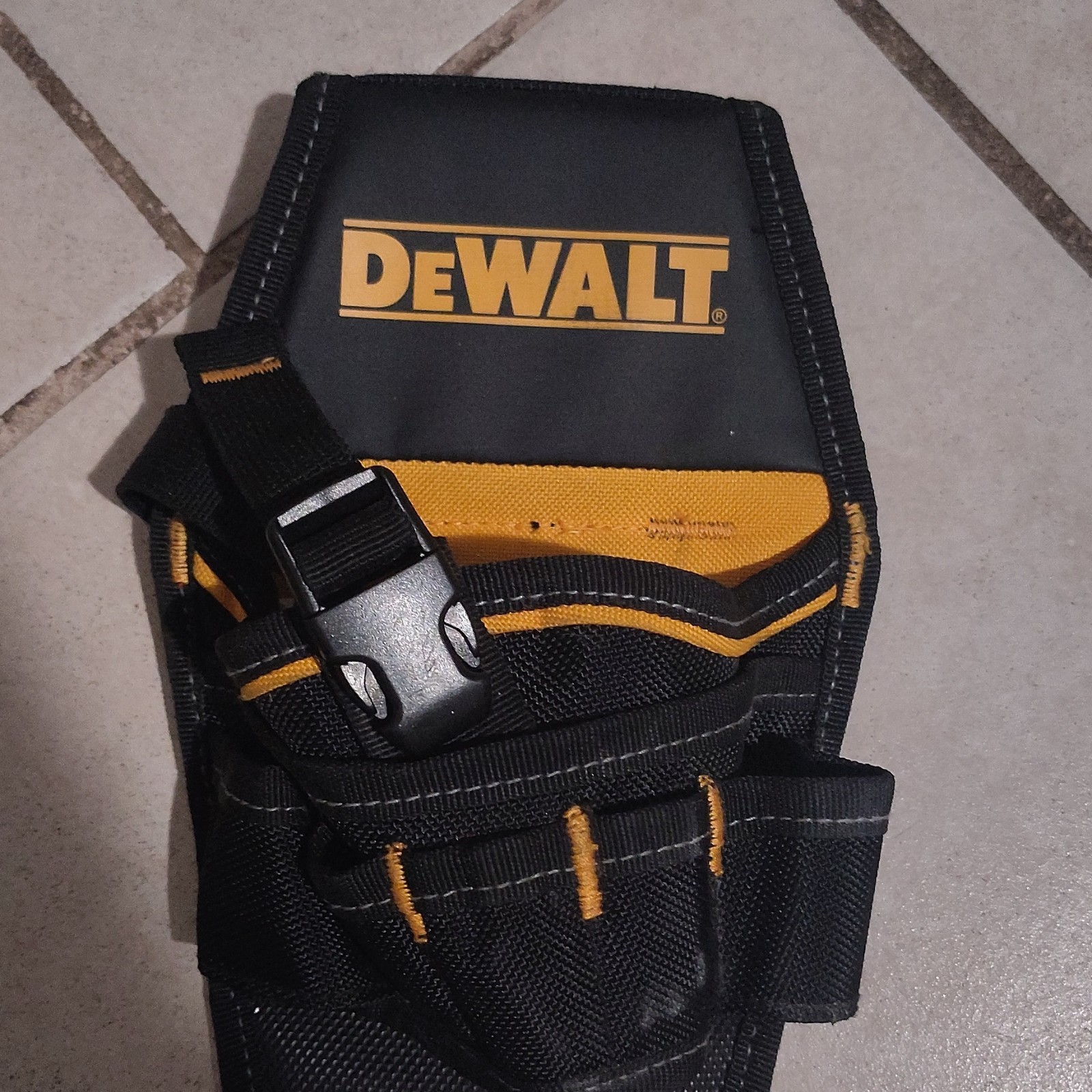 DEWALT Nylon Tool Pouch, Adjustable Strap, Black/Yellow, 1 Pack