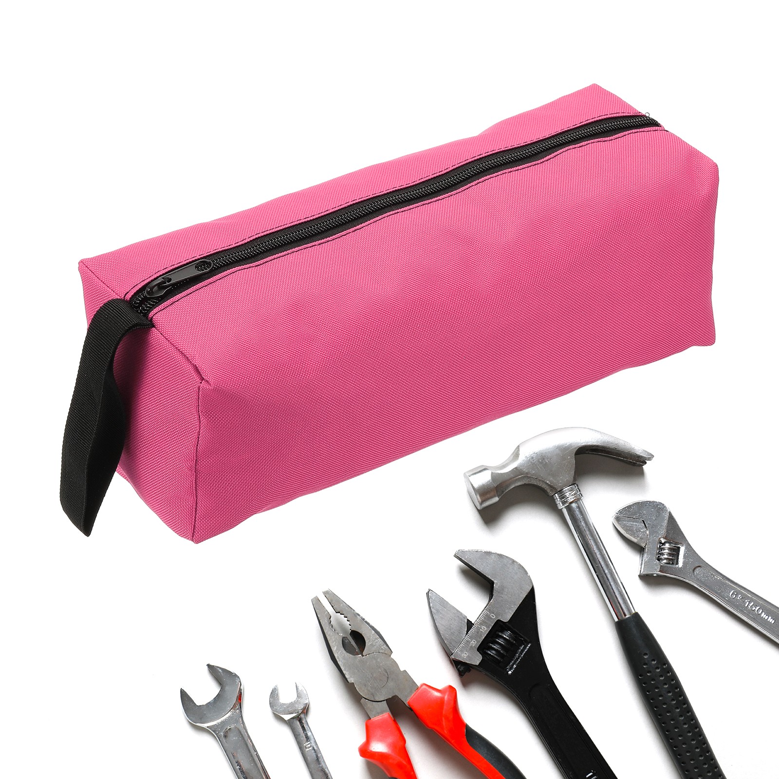 Zipper Utility Tool Bag 11.8x4x4 Inch Multi-purpose Tote Bag Pink