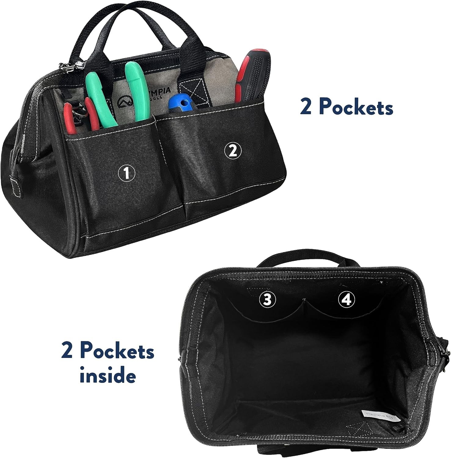 Durable 12-Inch Tool Organizer with 4 Pockets & Water-Resistant Design