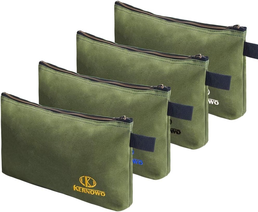 4 Pack Upgrade Zipper Canvas Tool Pouch 20 oz Heavy Duty Bag Water Resistant