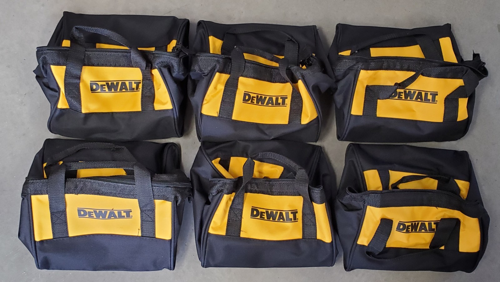 DeWALT 10″ x 9″ x 7″ Small Heavy Duty Ballistic Nylon Tool Bags. New Lot of Six.