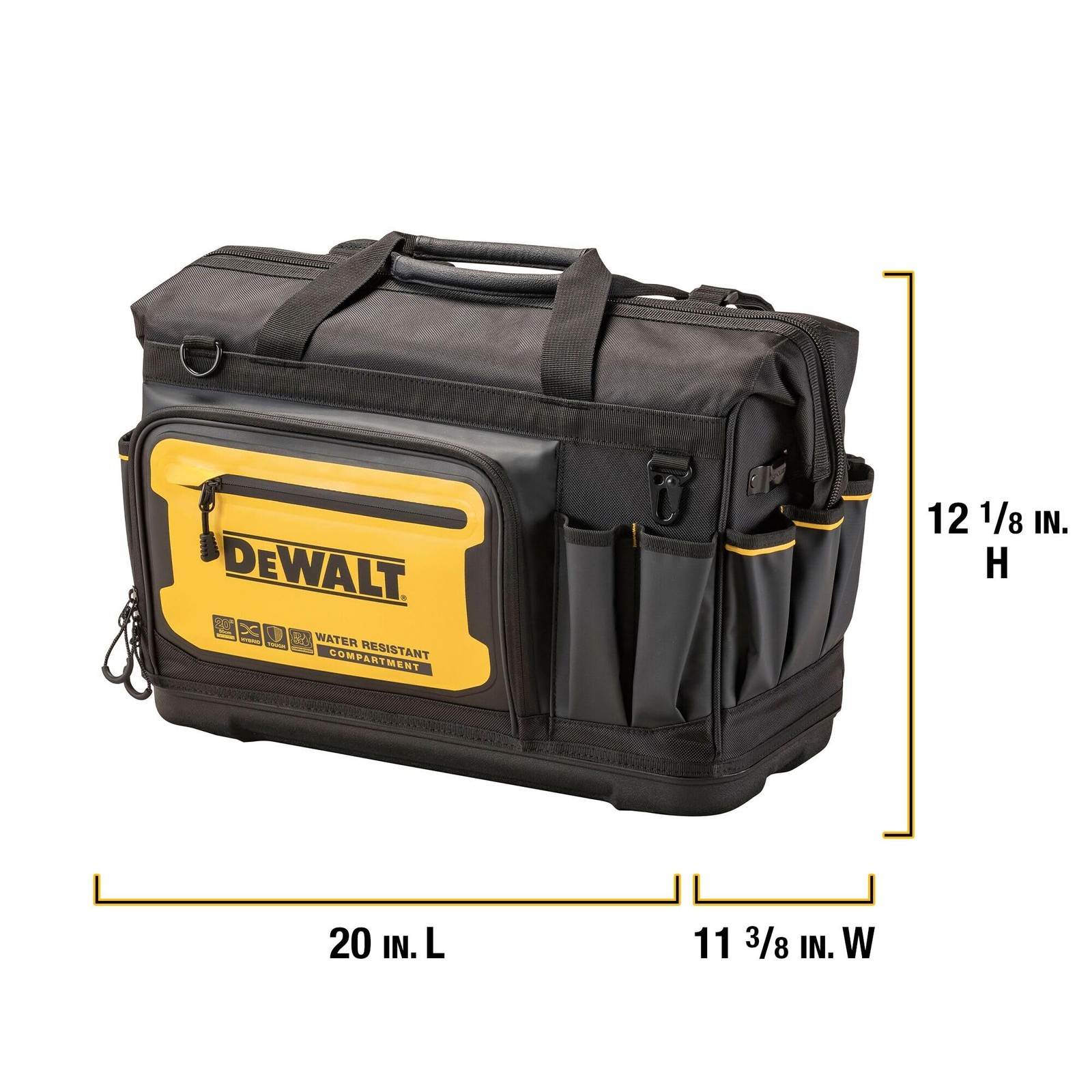 DEWALT Tool Bag, Water Resistant, Hard Bottom, 20-inch, Professional Tool Tote w
