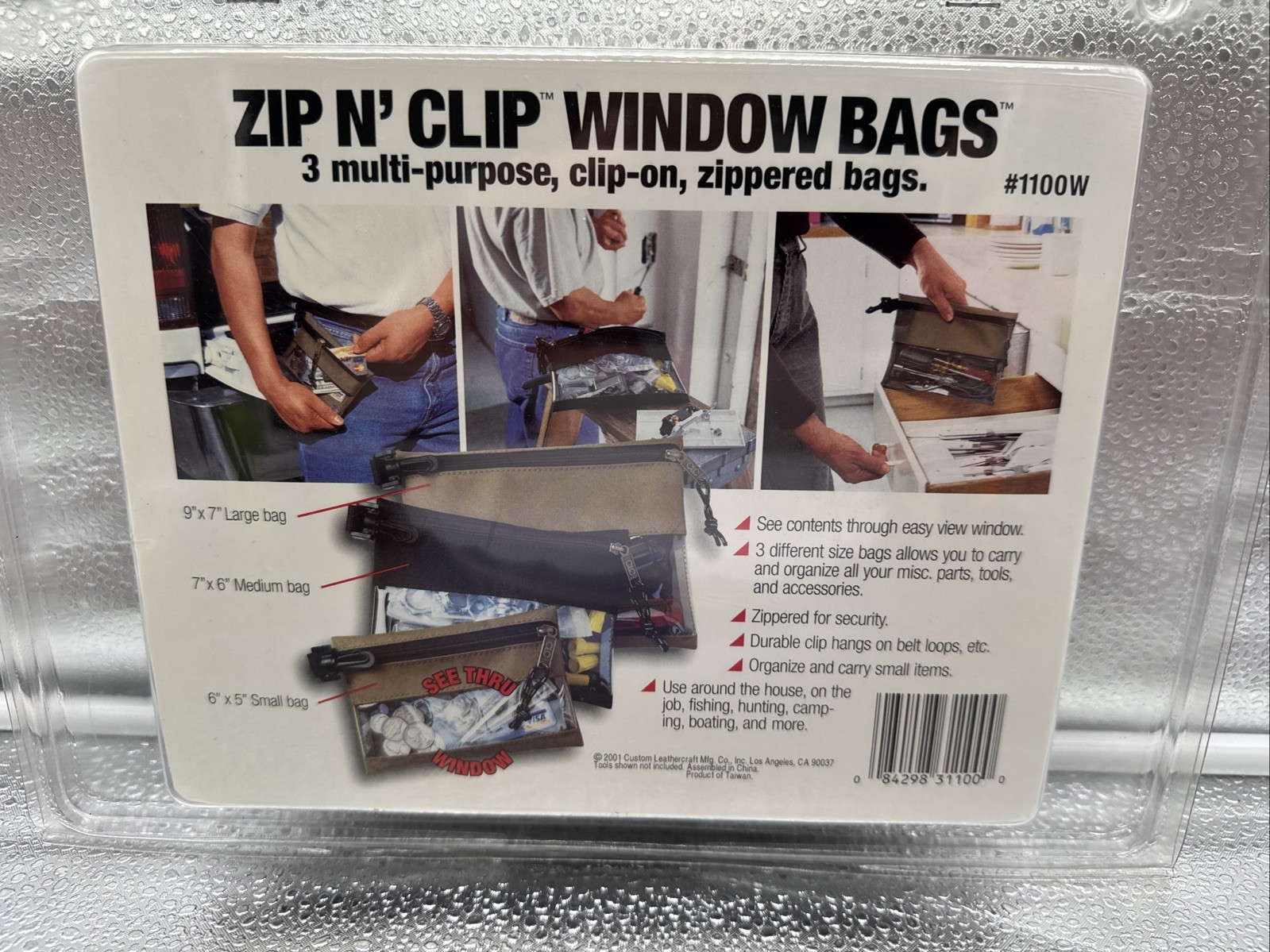CLC Zip’n Clip 3 Sizes Multi-Purpose Zippered See Thru Bags Pouches
