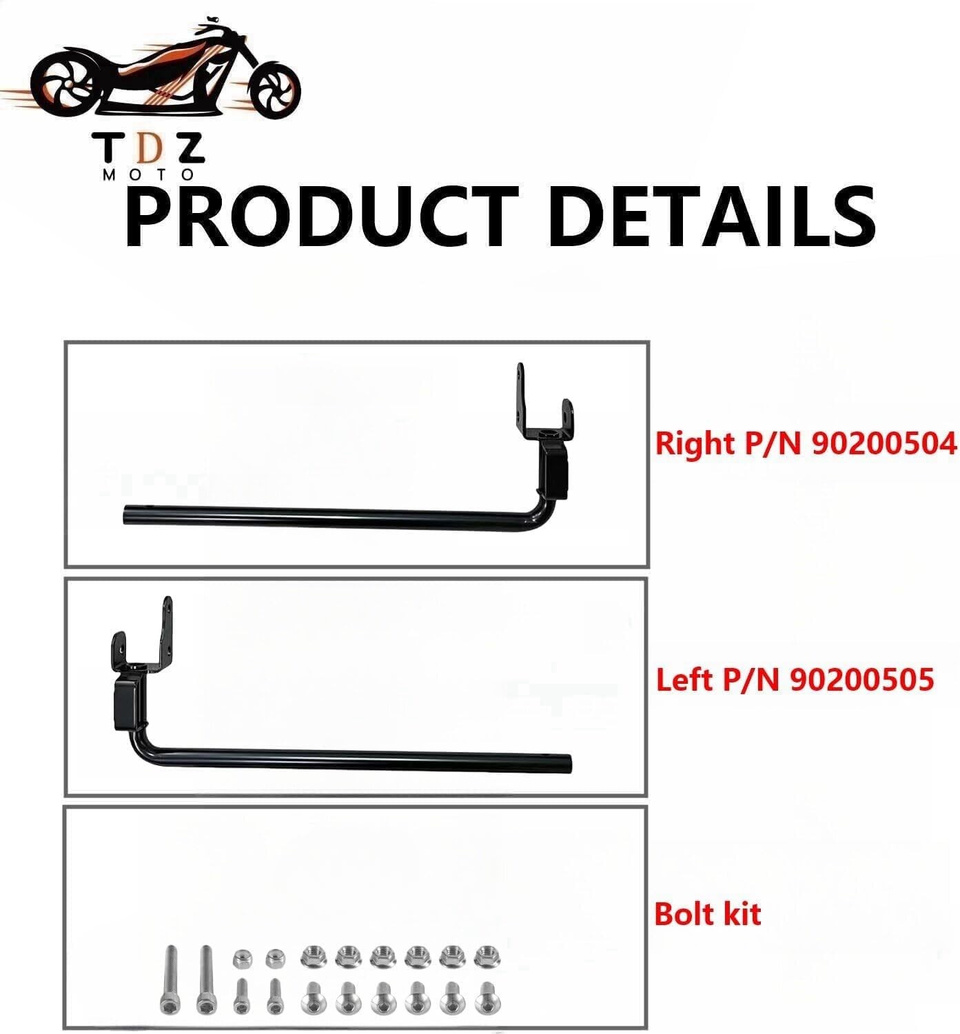 TDZ Gloss Black Rear Saddlebag Lower Supports Fit for 2014-2024 Harley Touring E