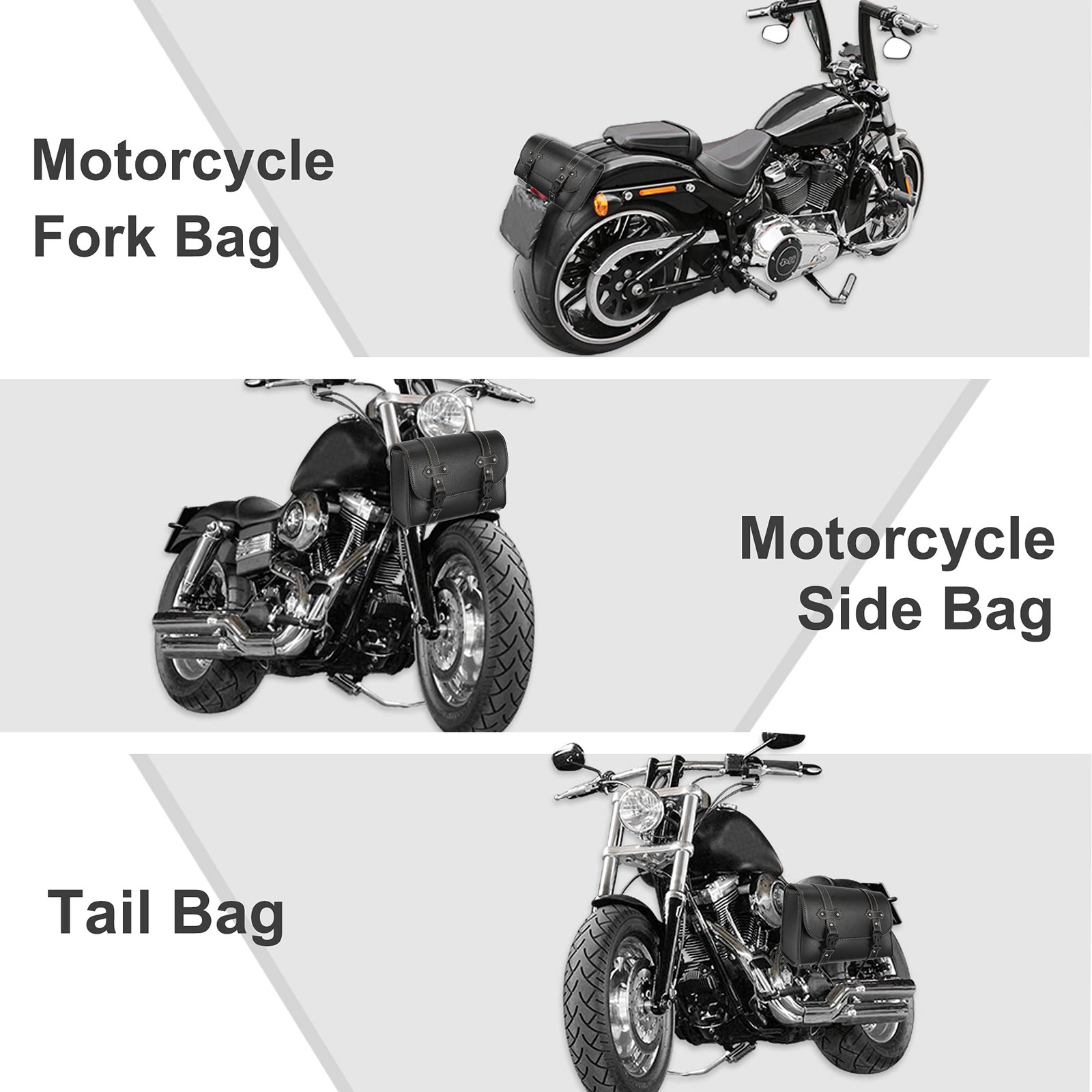 Motorcycle Tool Handlebar Bag Cycling Luggage Waterproof Faux Leather Black