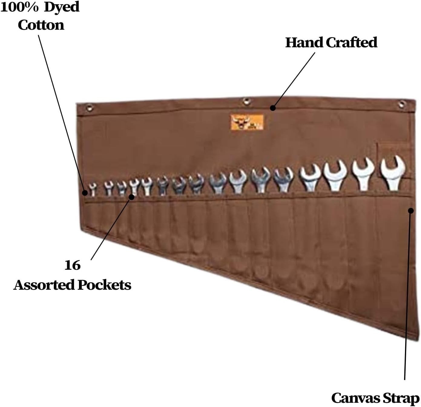 Roll Up Tool Bag Organizer 16 Pockets Heavy Duty Cotton Duck Canvas