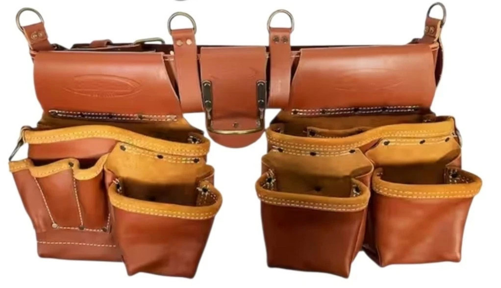 NEW Masters McGuire-Nicholas 1DM-527-M-2 Brown Leather Rig Tool Belt 52.5″ 2-Bag