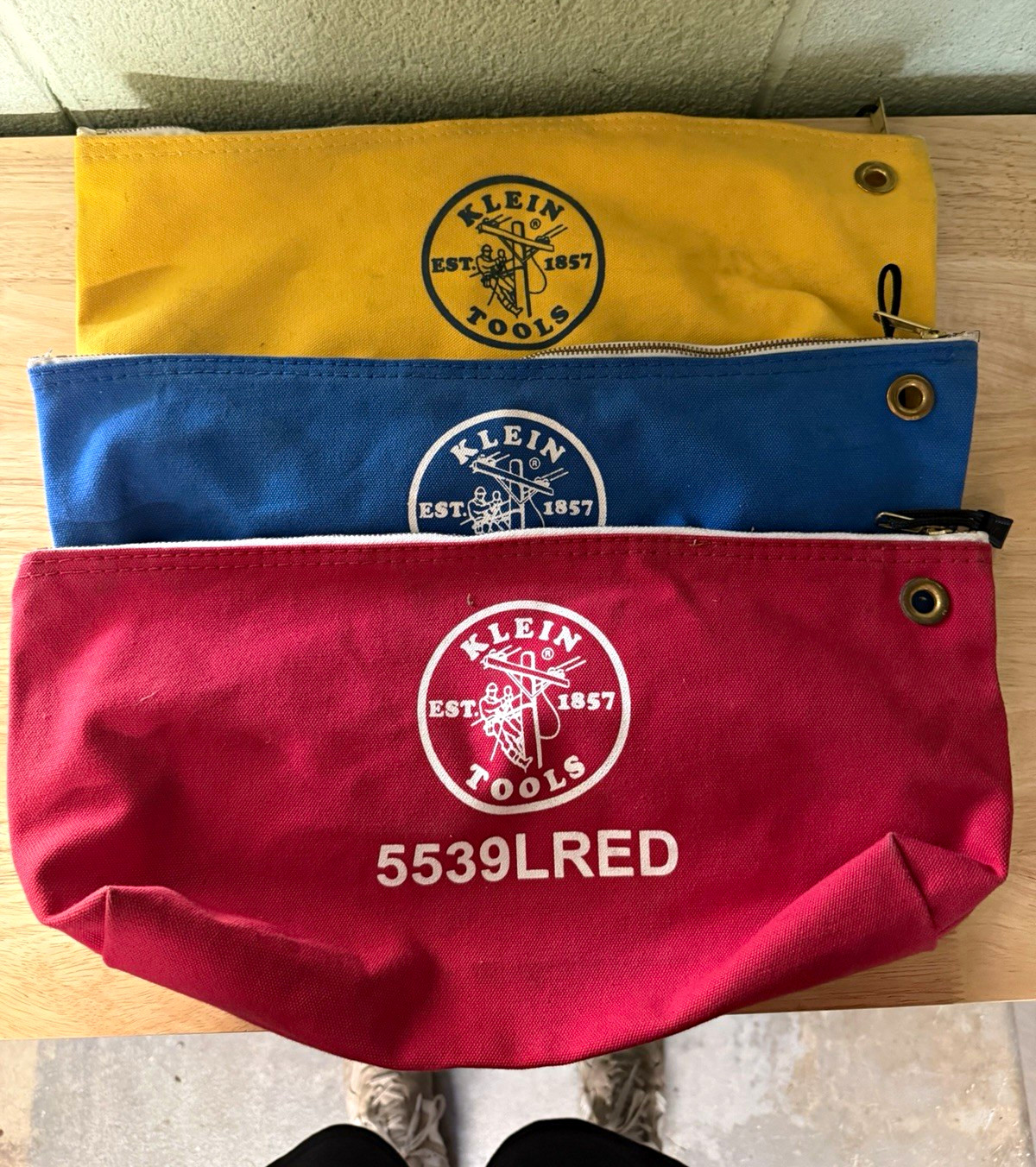 Klein Tools Large Canvas Zipper Tool Pouch Set 3pc Yellow/Blue/Red 5539LRED