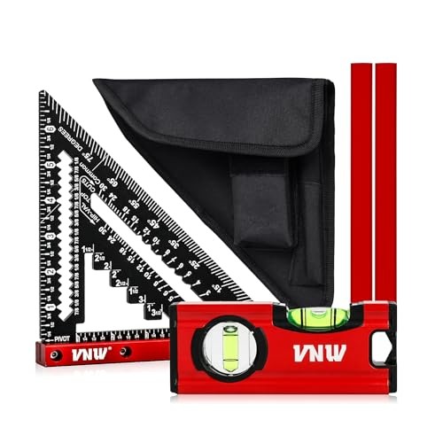 VNW 7inch Rafter Square with Carpenter Pencil, 1/8″ 7-inch Black with Bag