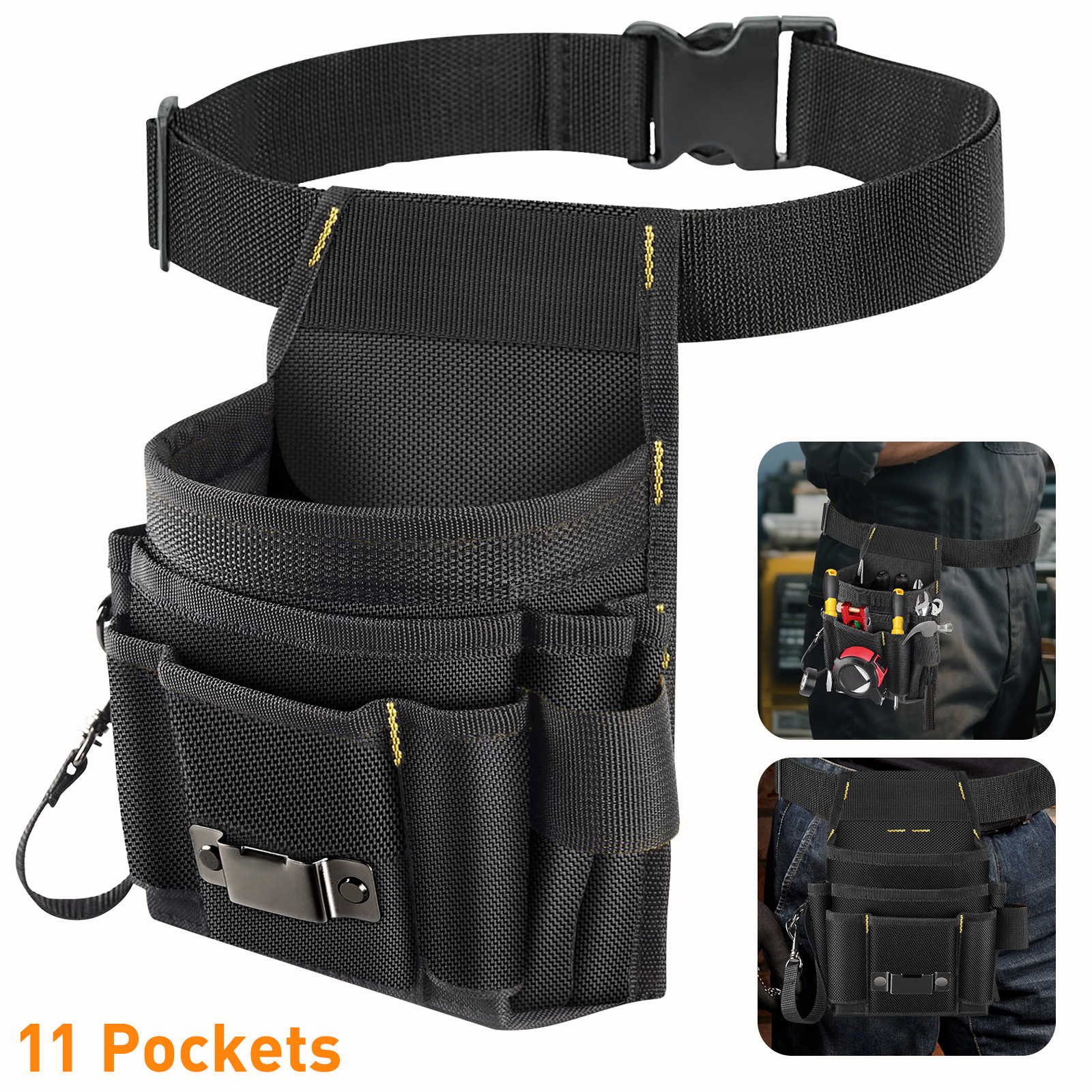 Heavy-Duty 11-Pocket Tool Bag Waist Pouch Adjustable Belt Waterproof Organizer