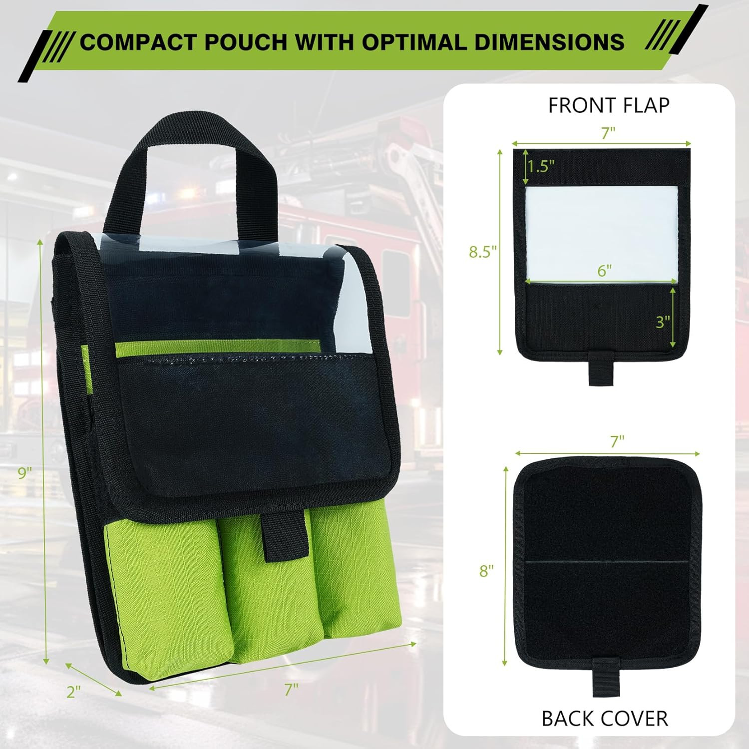 7-Pocket Firefighter Tool Pouch with Carry Handle and Flap, Fits in Bunker Gear