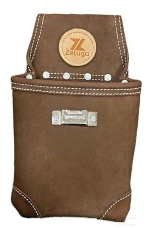 Suede Leather Nail Pouch with Tape Measure Holder, Heavy Duty 7.5″x8″