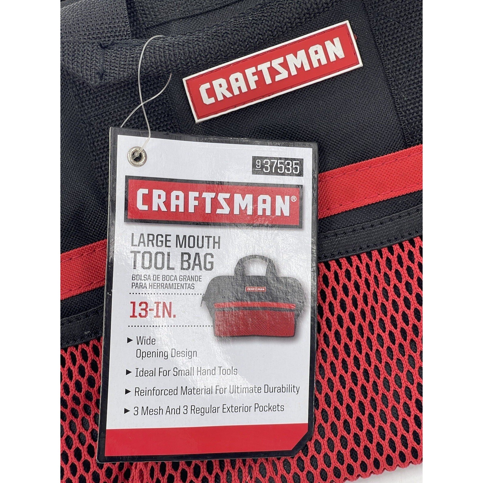 Craftsman 13″ X 8″ Wide Mouth Tool Bag 6 pocket Black/Red PN 37535 New NWT