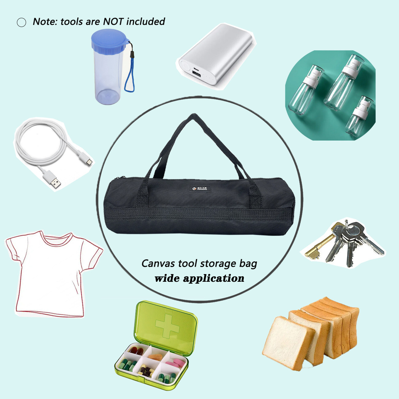 20inch Black Tool Bag with Zippers Multi Purpose Waterproof Storage easy carry