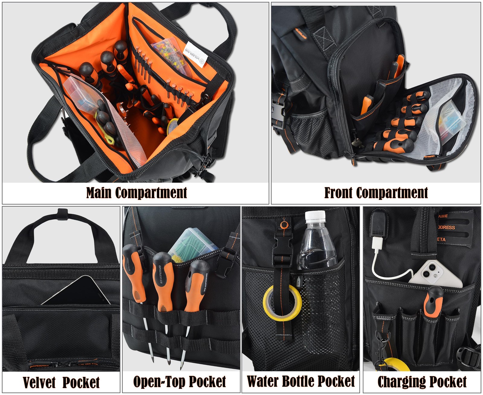 WELKINLAND 55-Pockets Tool backpack, Tool bag backpack, Backpack tool bag, To…