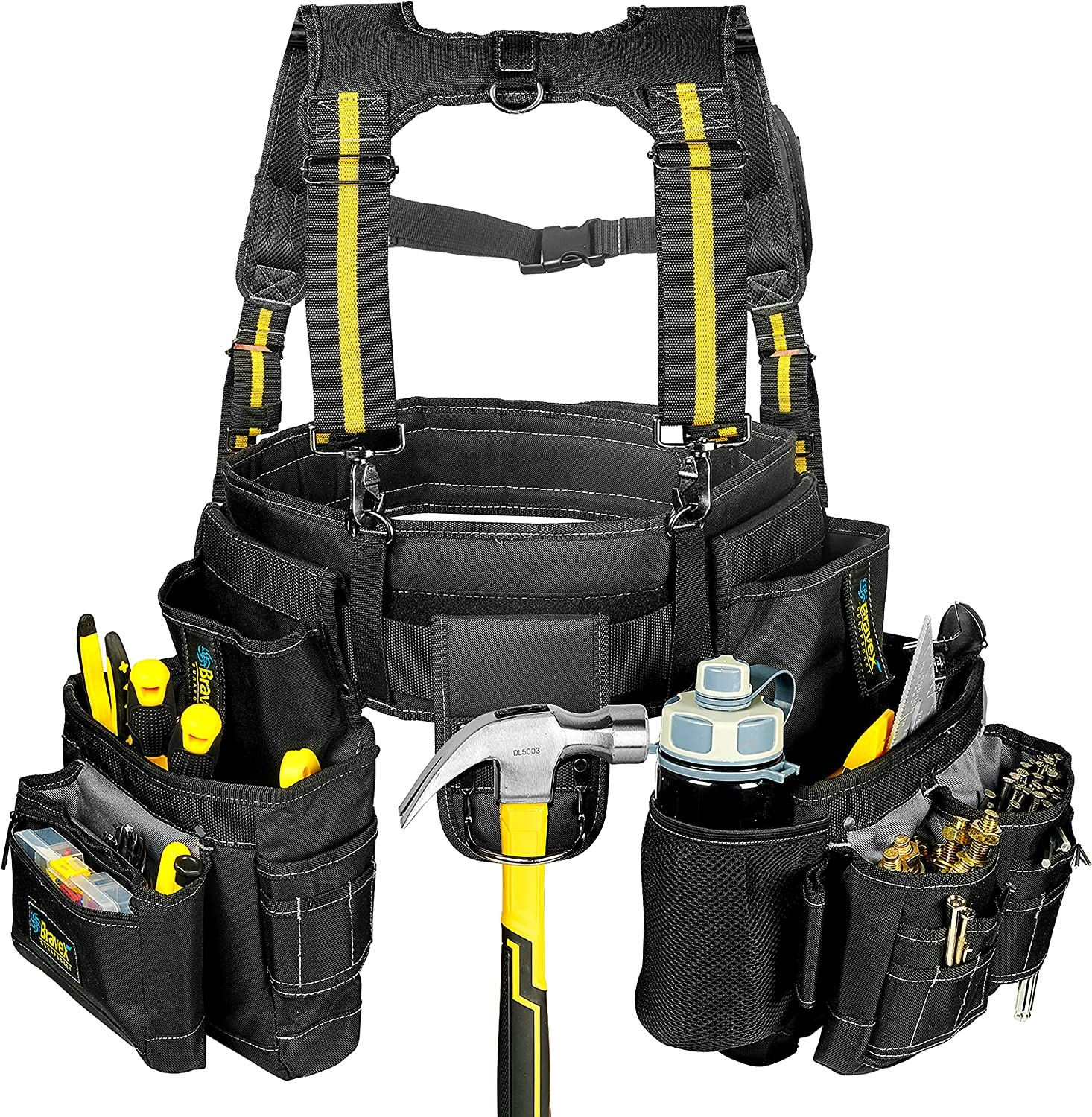 Work Tool Belt Set Suspenders Drill Pouch Holder Carpenter for men