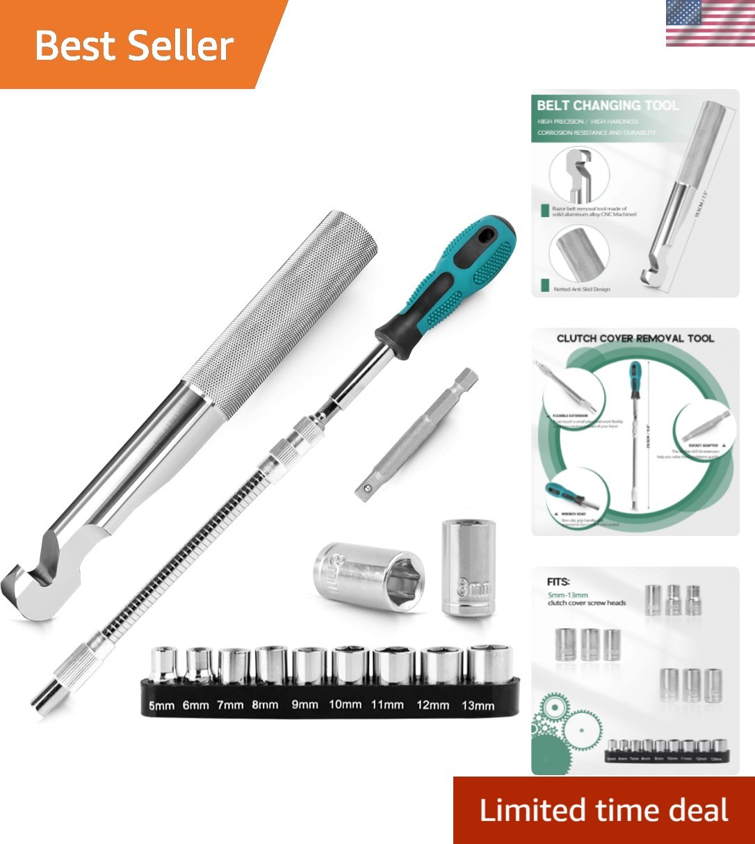 Ergonomic Belt Changing and Clutch Tool Set for Polaris RZR & Sportsman Models