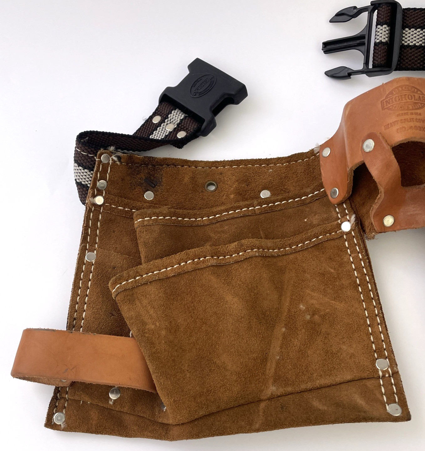 Vintage Nicholas Workgear Heavy Split Cowhide Leather Tool Belt No 493X