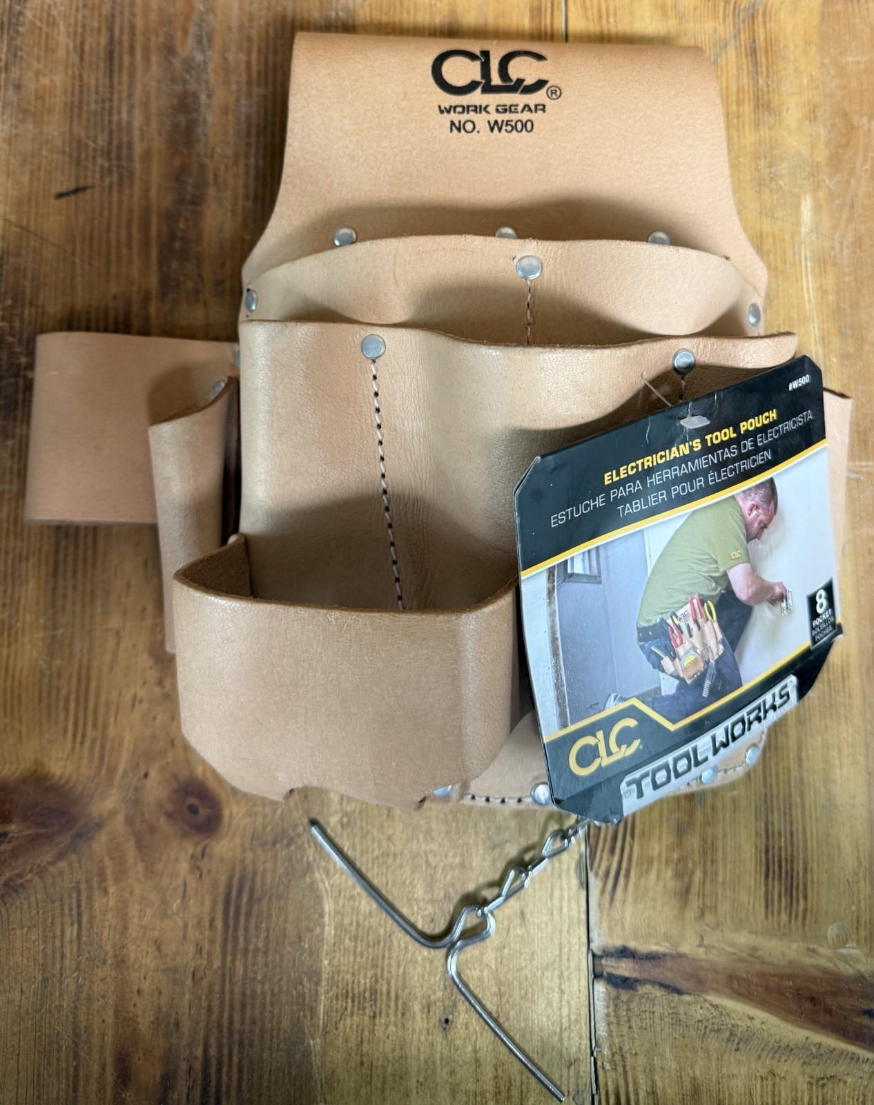 Tool Pouch, Heavy Duty, 8-Pocket, Tan, CLC Custom Leathercraft W500 Electrician