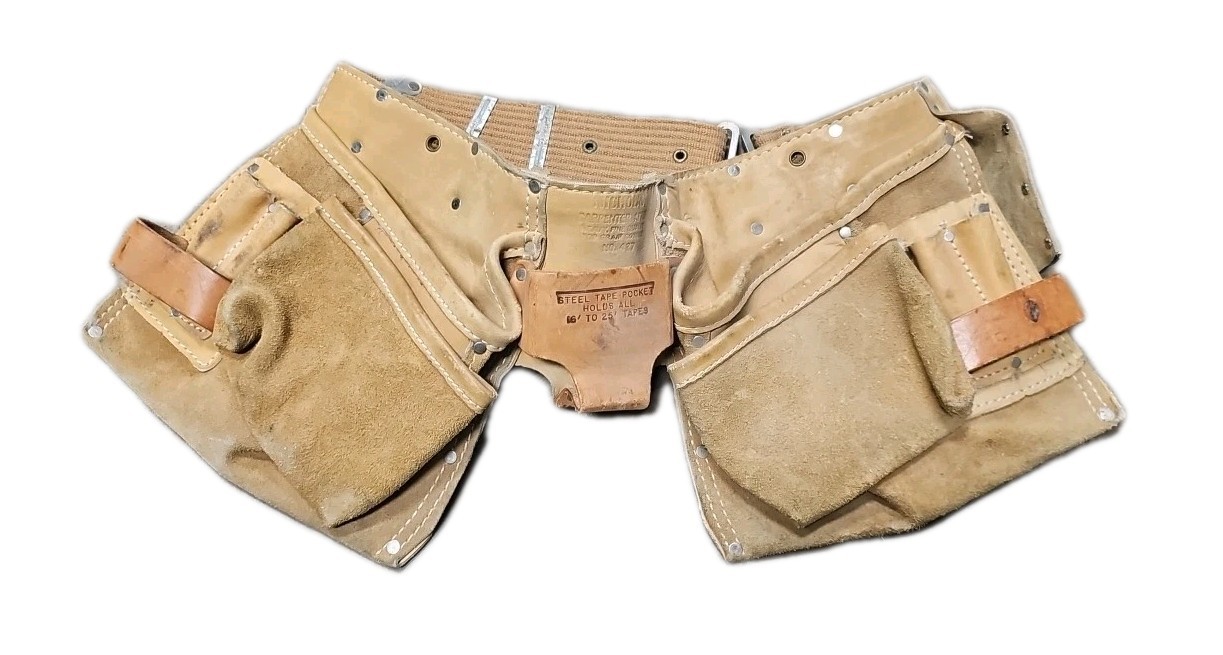 Nicholas Carpenter Apron 427 Brown Multi Pocket Leather Adjust Tool Belt