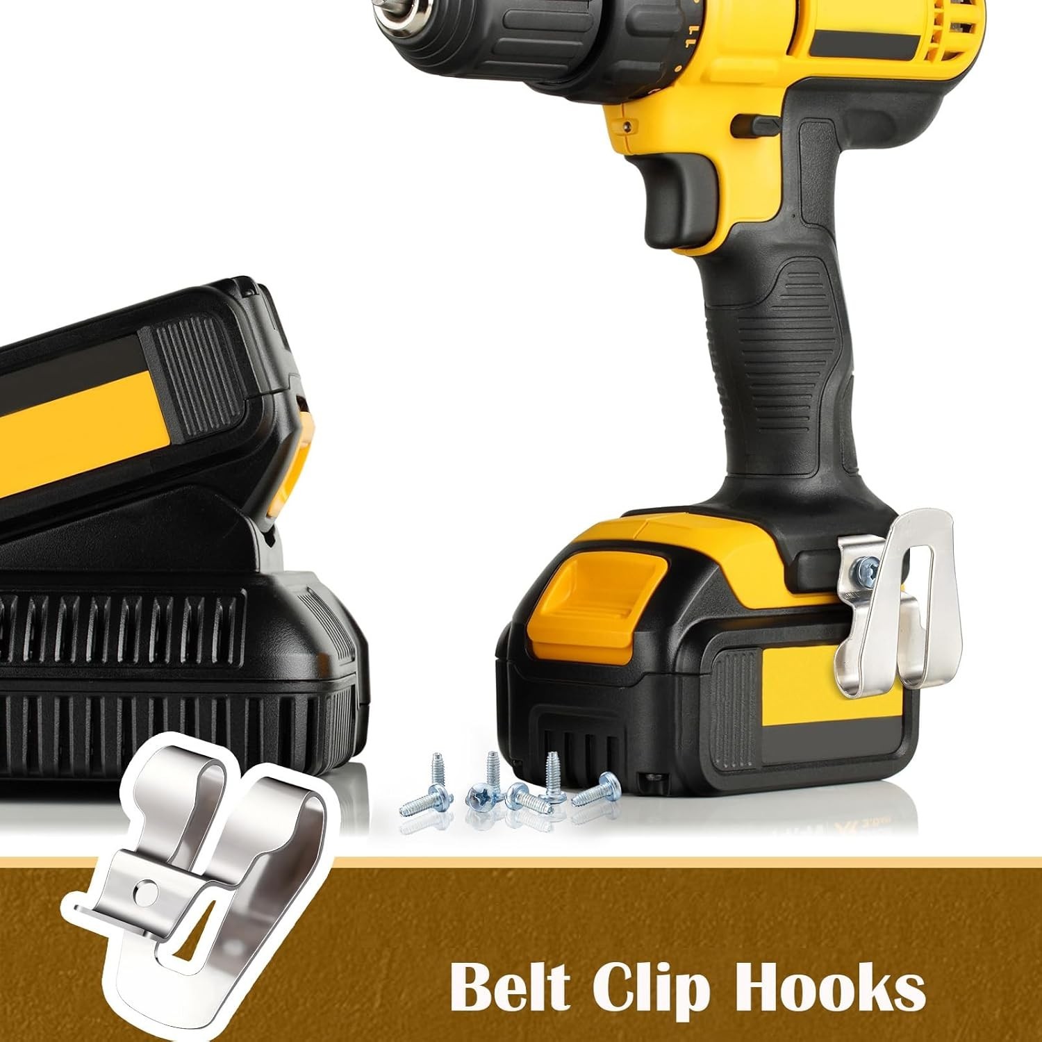 Compact Replacement Belt Clip Hooks – 8 Rust Resistant Drill Holders with Screws