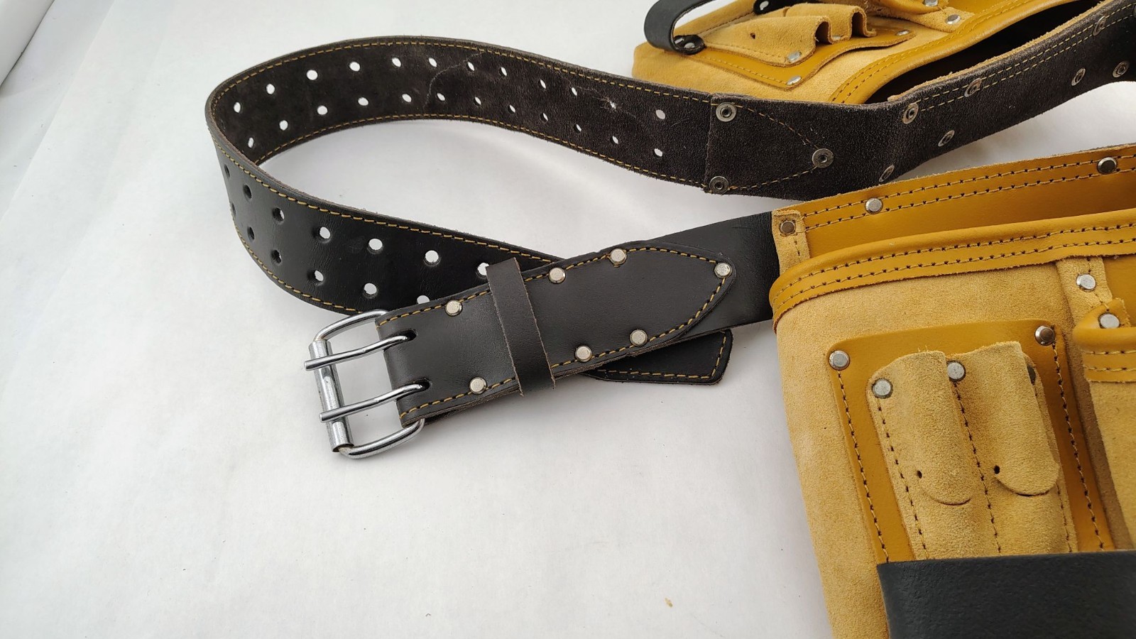 Masterforce Suede Leather 11-Pocket Tool Belt DIY Projects 2″ belt Heavy Duty
