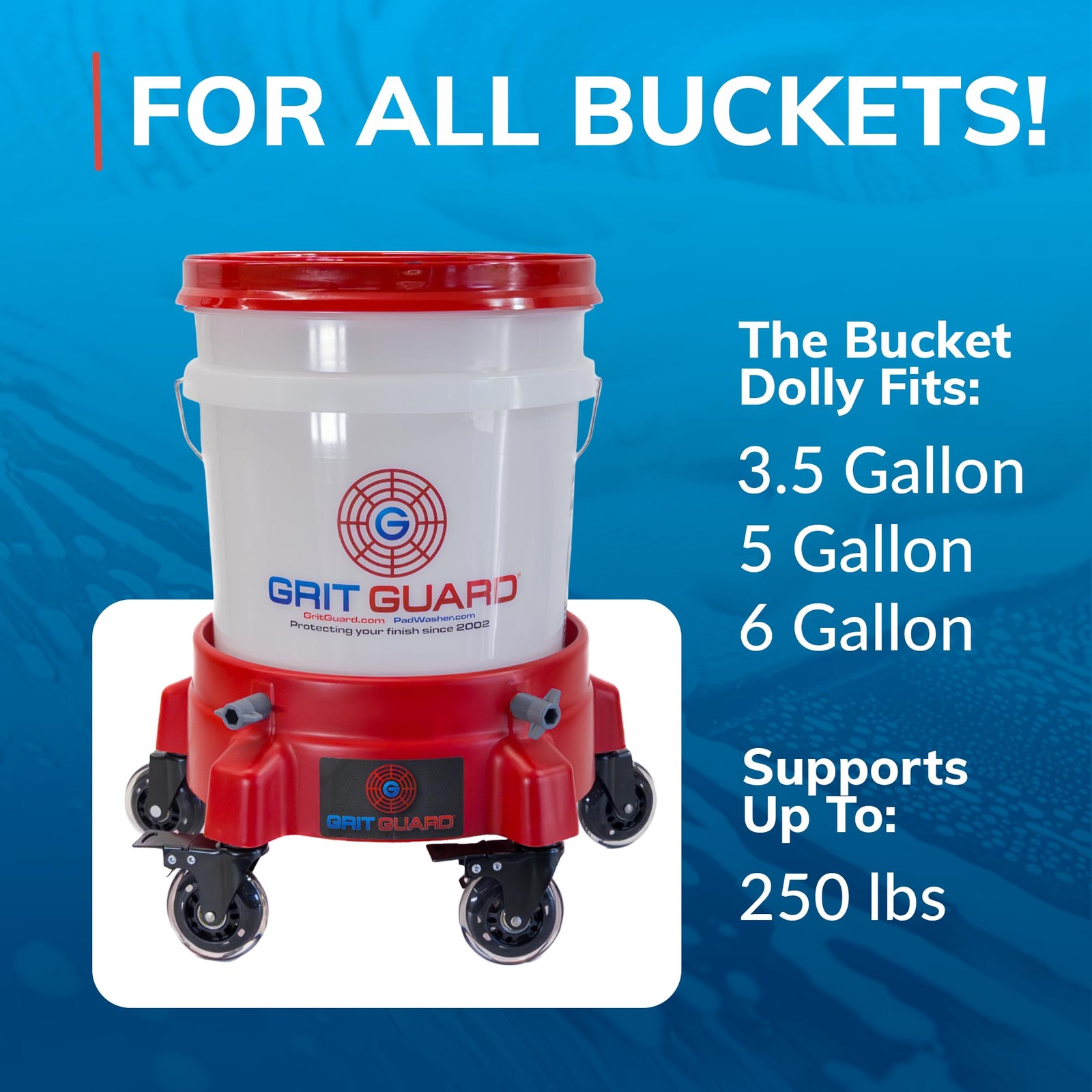 Bucket Dolly with Wheels – Rolling Detailing Wash Bucket with 5 Wheels and 2 …