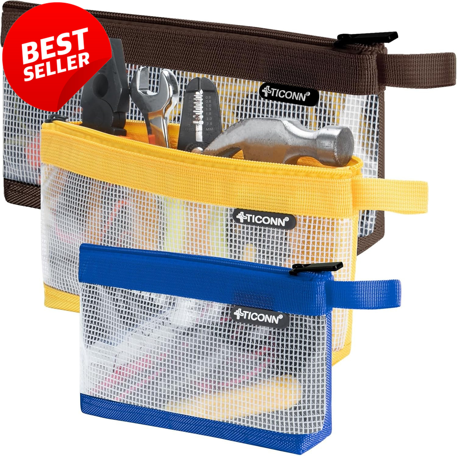 1680D Oxford Tool Pouch Zipper Utility Bag Clear Organizer 3 Pack – US