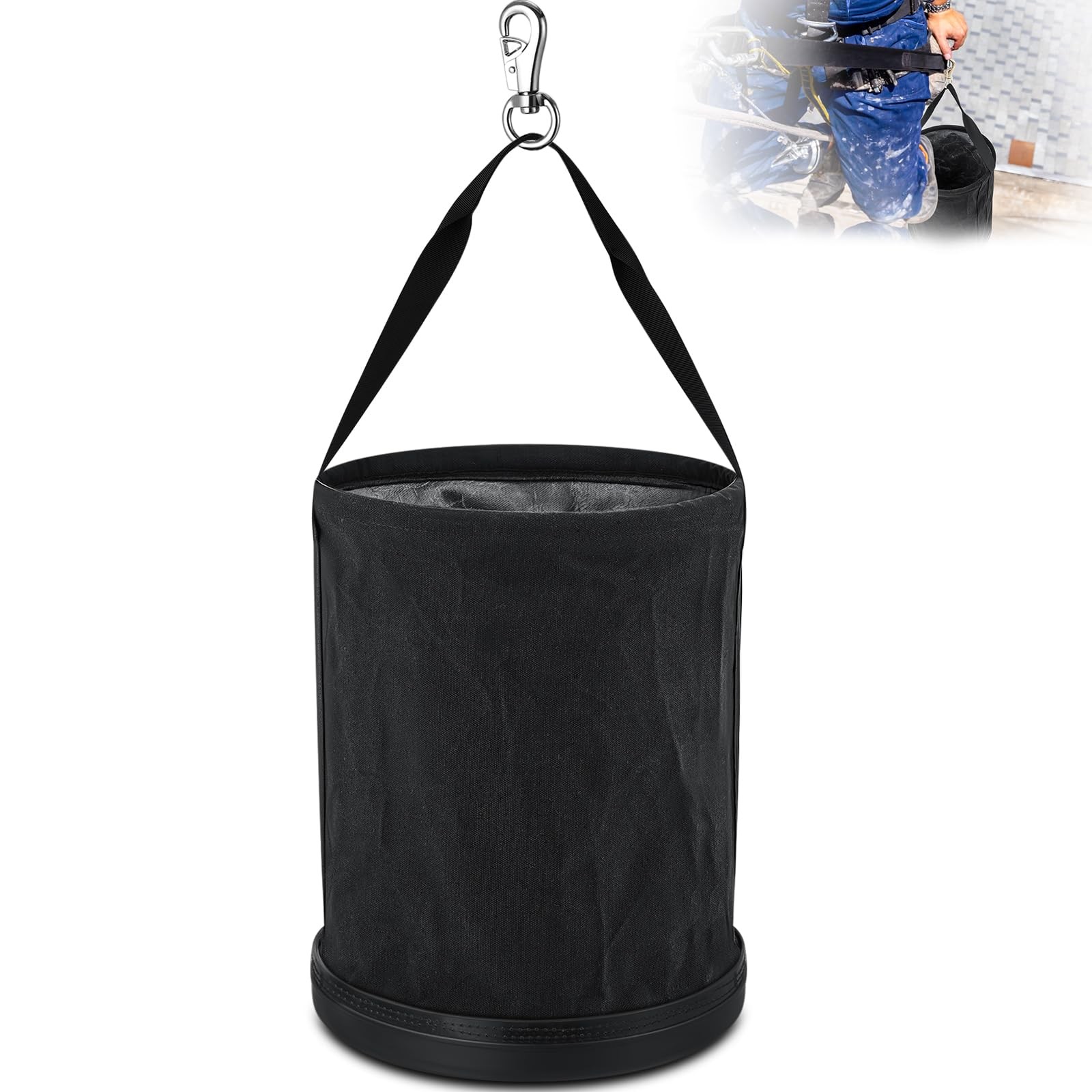 SilTriangle 1 Pack Lineman Canvas Bucket Tool Bag, 15″ x 12″,Black