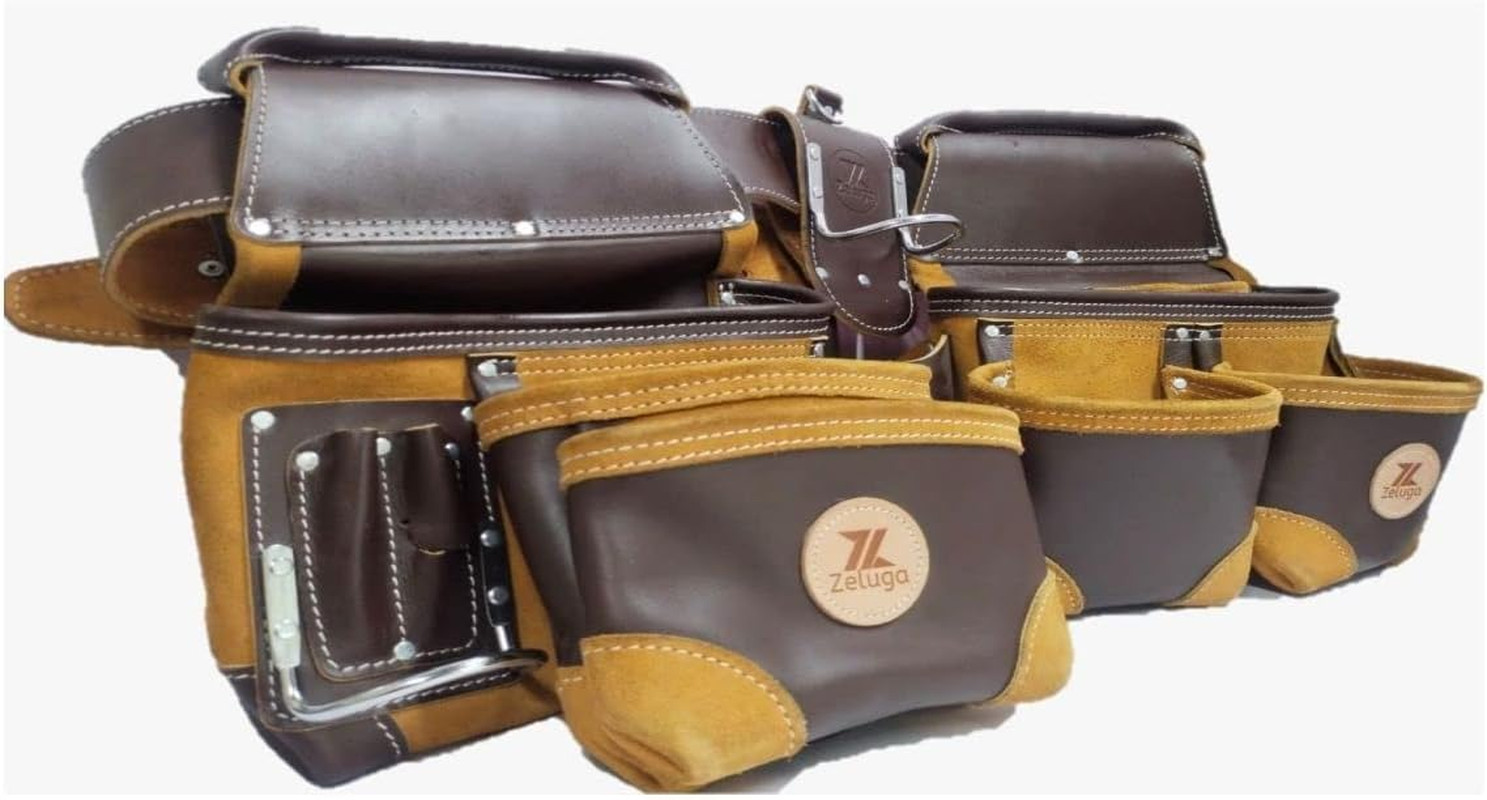 Heavy Duty Leather Tool Bag Set – 20-112 Coffee Color, Durable & Stylish