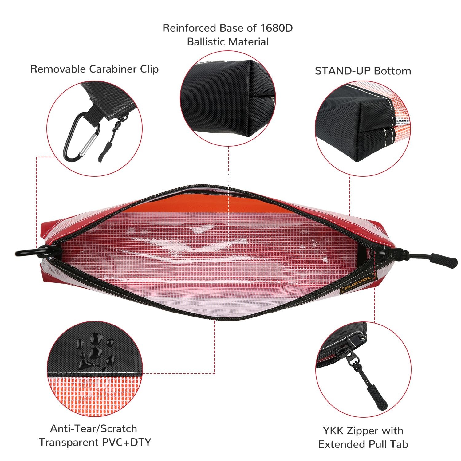 3 Pack Clear Tool Pouch 14 Long Tool Bag Small Zipper See Through Bag