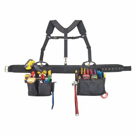 Clc Work Gear 1608 Tool Belt, Tool Belt/Rig Combo System, Black, Polyester, 28